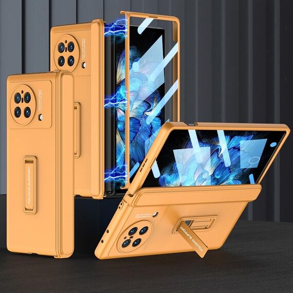 Custodia per telefono con cerniera magnetica per vivo X Fold GKK con supporto (arancione)