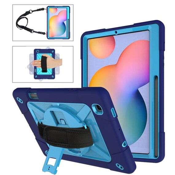 Per Samsung Galaxy Tab S6 Lite P610 Robot a colori a contrasto Custodia in silicone + PC Tablet (blu navy)