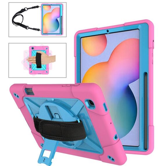 Per Samsung Galaxy Tab S6 Lite P610 Robot a colori a contrasto Custodia in silicone + PC Tablet (rosa rossa blu)