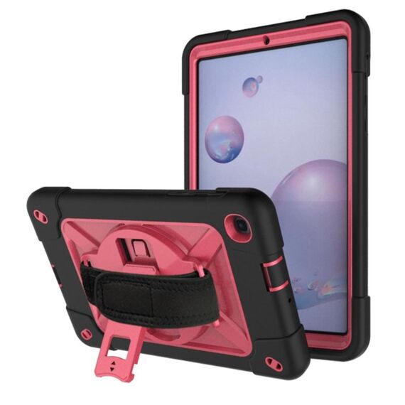 Per Samsung Galaxy Tab A 8.4 T307 Robot a colori a contrasto Custodia in silicone + PC Tablet (nero rosa rosso)