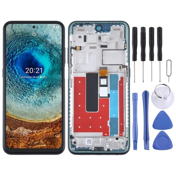 Schermo LCD TFT per Nokia X10 TA-1350 TA-1332 Assemblaggio completo con cornice (verde)