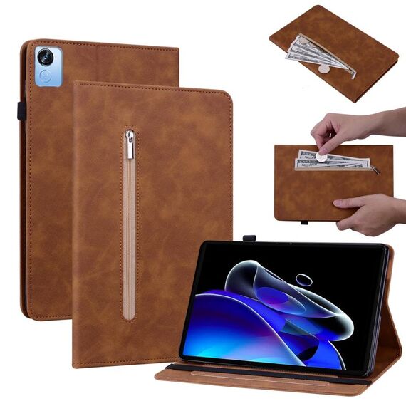 Custodia per tablet in pelle con cerniera in tinta unita Realme Pad X Skin Feel (marrone)