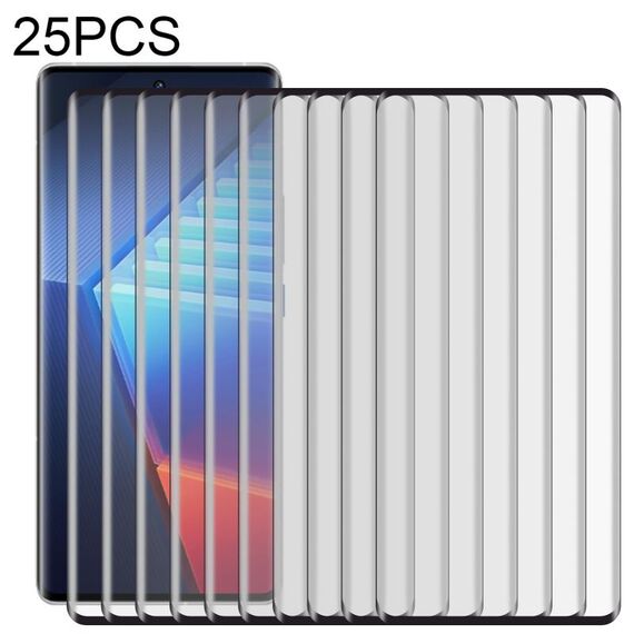 Pellicola in vetro temperato a schermo intero con bordo curvo 3D da 25 pezzi per vivo iQOO 10 Pro