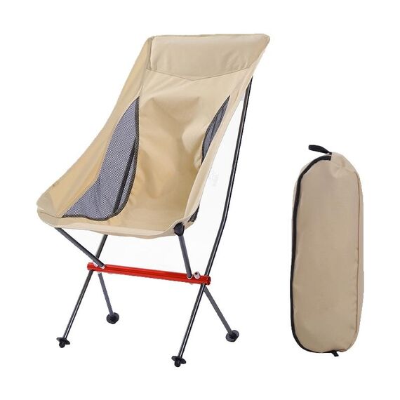 Sedia pieghevole in lega di alluminio ultraleggera portatile da spiaggia da campeggio all'aperto (beige)
