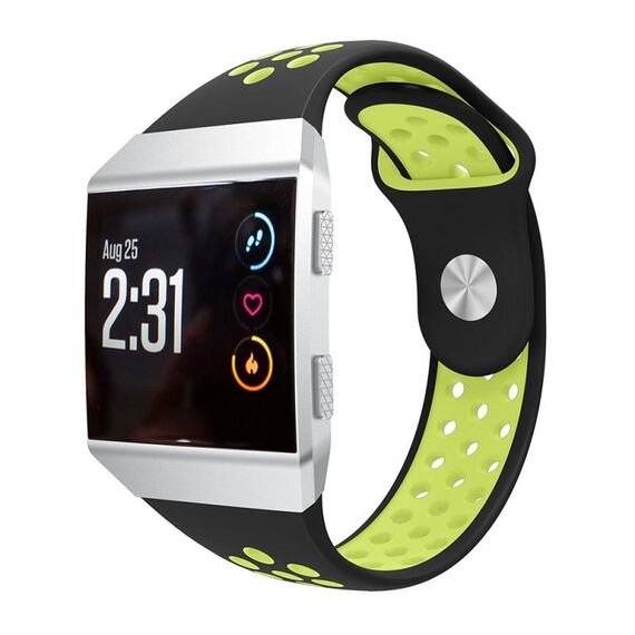 Per Fitbit Ionic Cinturino in silicone bicolore traspirante (nero giallo)
