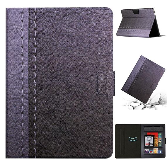 Per Amazon Kindle Paperwhite 5 Custodia per tablet in pelle a tinta unita con cuciture (grigio)