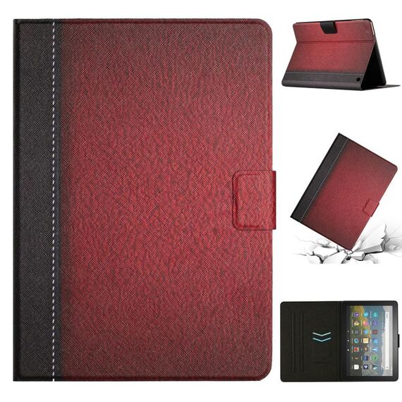 Per Amazon Kindle Fire HD 8 2020 Custodia per tablet in pelle a tinta unita con cuciture (rosso)
