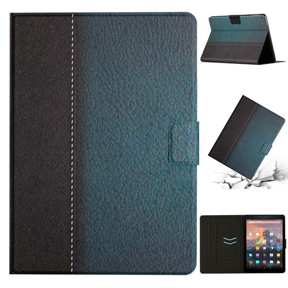 Per Amazon Kindle Fire HD 10 2015 Custodia per tablet in pelle a tinta unita con cuciture (verde)