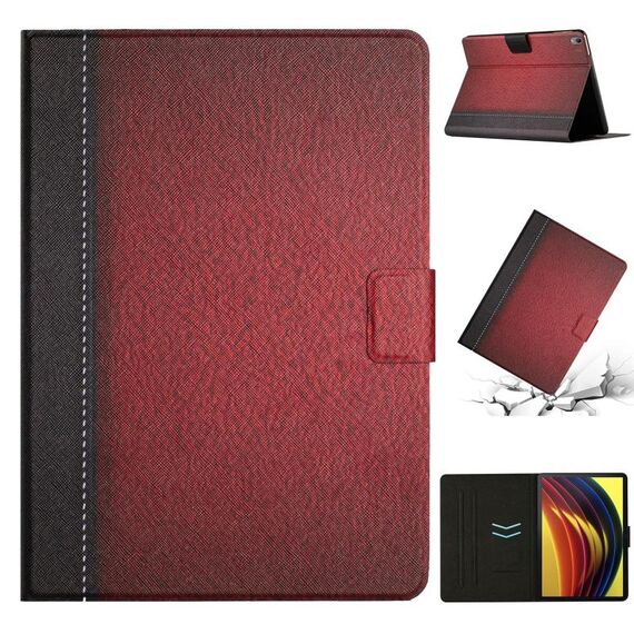 Per Lenovo Tab P11 Custodia per tablet in pelle a tinta unita con cuciture (rosso)