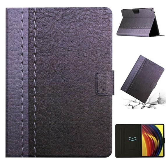 Per Lenovo Tab P11 Custodia per tablet in pelle a tinta unita con cuciture (grigio)