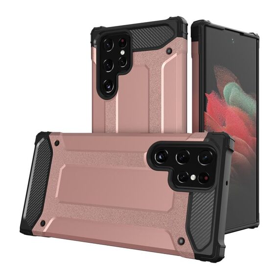 Per Samsung Galaxy S22 Ultra 5G Magic Armor TPU + Custodia per telefono PC (oro rosa)