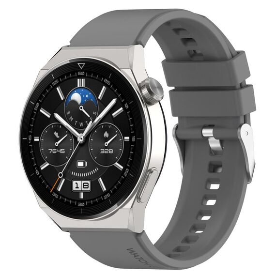 Per Huawei Watch GT3 46mm 22mm Cinturino in silicone con testa sporgente Fibbia argento (grigio)