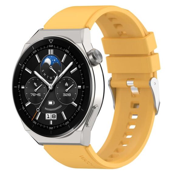 Per Huawei Watch GT2 Pro / GT2e 22mm Cinturino in silicone con testa sporgente Fibbia argento (giallo)