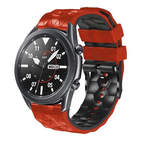 Per Huawei Watch GT3 46mm 22mm Cinturino in silicone bicolore modello calcio (rosso + nero)