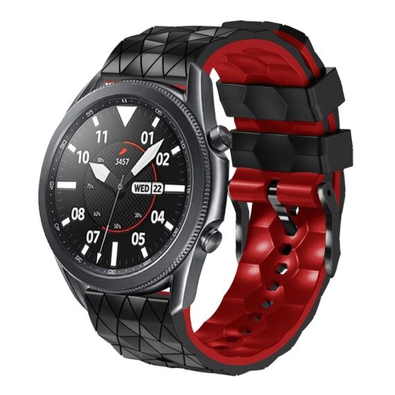Per Huawei Watch GT 2E 22mm Cinturino in silicone bicolore modello calcio (nero + rosso)