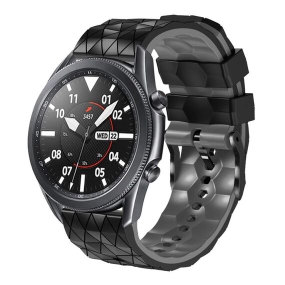 For Honor Magic Watch 2 46mm 22mm Cinturino in silicone bicolore modello calcio (nero + grigio)