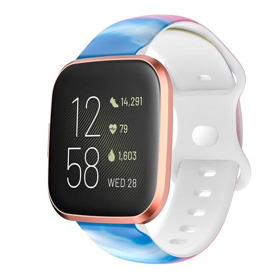 Cinturino per orologio in silicone con fibbia a farfalla con stampa Fitbit Versa (primavera)