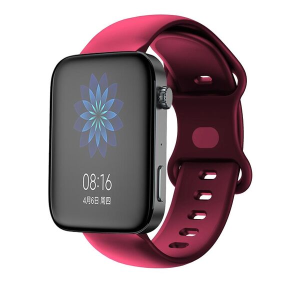 Per Xiaomi Mi Watch Cinturino in silicone con fibbia a farfalla da 18 mm (rosso vino)