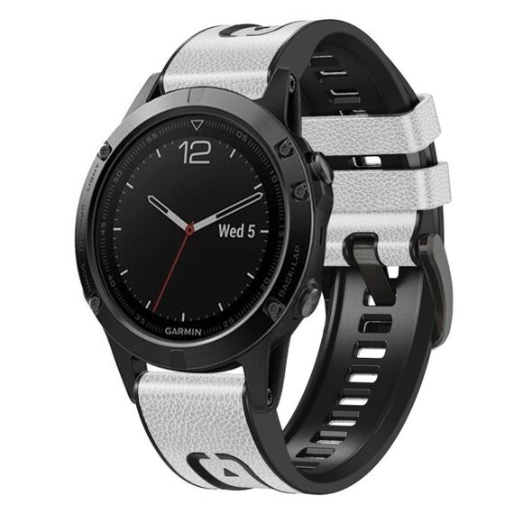 Per Garmin Fenix 7X cinturino in silicone + pelle a sgancio rapido (bianco)