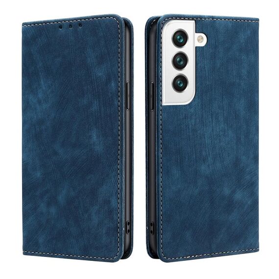 Per Samsung Galaxy S22 5G RFID Spazzola antifurto Custodia magnetica in pelle per telefono (blu)