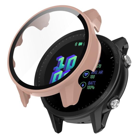 Per Garmin Forerunner 955 Custodia per orologio con pellicola temperata per PC (rosa ciliegia)
