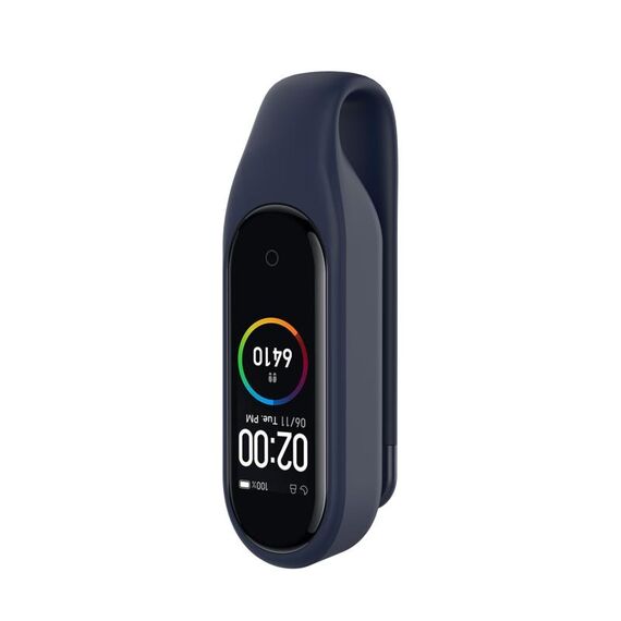 Per Xiaomi Mi Band 7/6/5/4 Custodia per orologio in silicone con clip in lamiera d'acciaio (blu notte)