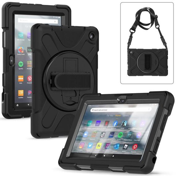 Per Amazon Kindle Fire 7 2022 Custodia rigida in silicone morbido per tablet per tutto il corpo (nero)