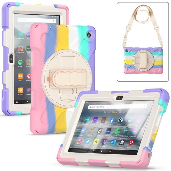 Per Amazon Kindle Fire 7 2022 Custodia rigida in silicone morbido per tablet per tutto il corpo (rosa colorato)