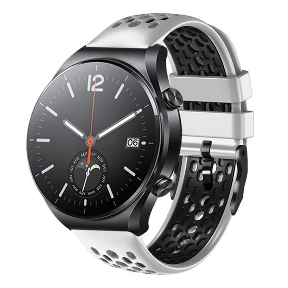 Per Xiaomi MI Watch S1 Cinturino in silicone traspirante bicolore da 22 mm (bianco + nero)