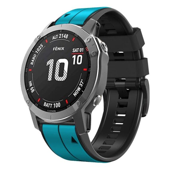 Per Garmin Fenix 7X Solar 26mm Cinturino sportivo in silicone bicolore (blu cielo + nero)