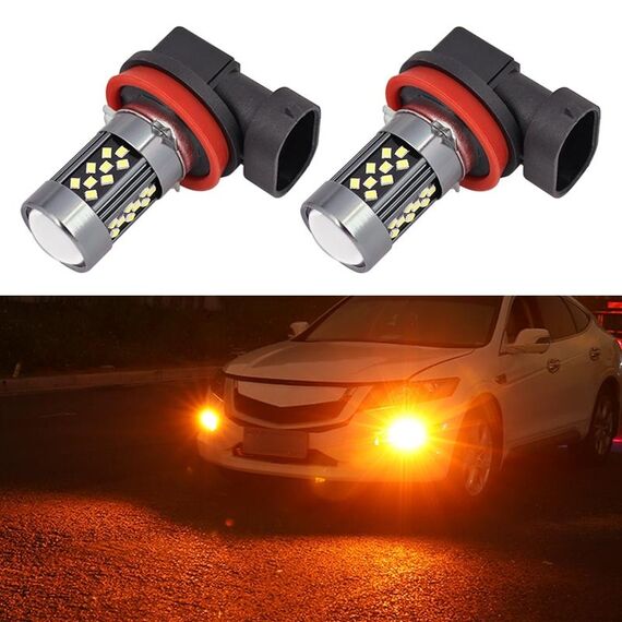 1 paio di fendinebbia a LED per auto H11 12V 7W (luce arancione)