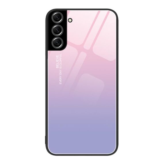 Custodia per telefono in vetro colorato colorato Samsung Galaxy S22+ 5G (cielo viola)