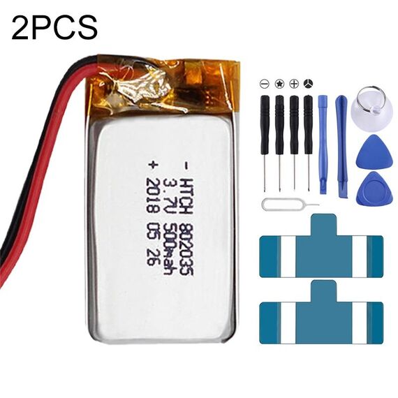 Sostituzione della batteria ai polimeri di litio 2 pezzi 802035 500 mAh