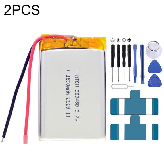 Sostituzione della batteria ai polimeri di litio 2 pezzi 803450 1500 mAh