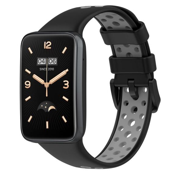 Per Xiaomi Mi Band 7 Pro Cinturino in silicone traspirante bicolore (nero + grigio)