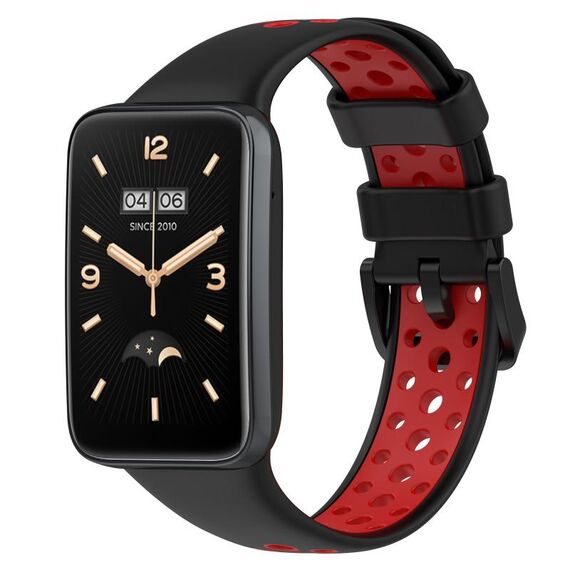 Per Xiaomi Mi Band 7 Pro Cinturino in silicone traspirante bicolore (nero + rosso)