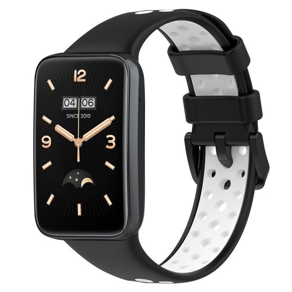 Per Xiaomi Mi Band 7 Pro Cinturino in silicone traspirante bicolore (nero + bianco)