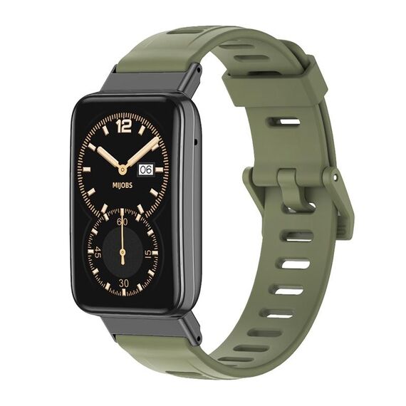 Per Xiaomi Mi Band 7 Pro Mijobs cinturino in TPU con foro piatto (verde militare nero)