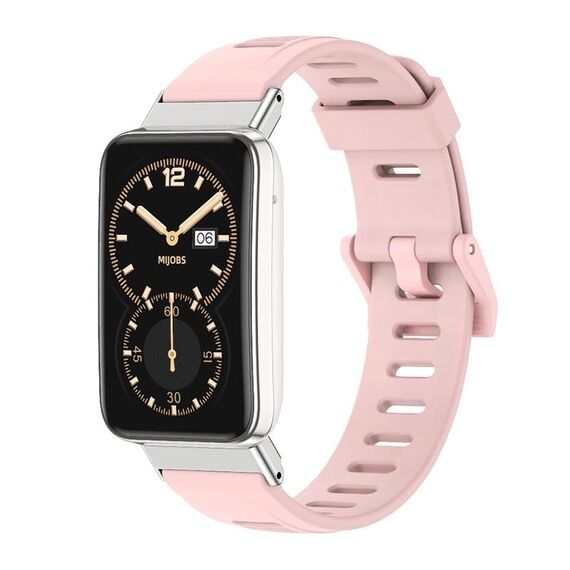 Per Xiaomi Mi Band 7 Pro Mijobs cinturino in TPU con foro piatto (argento rosa sporco)