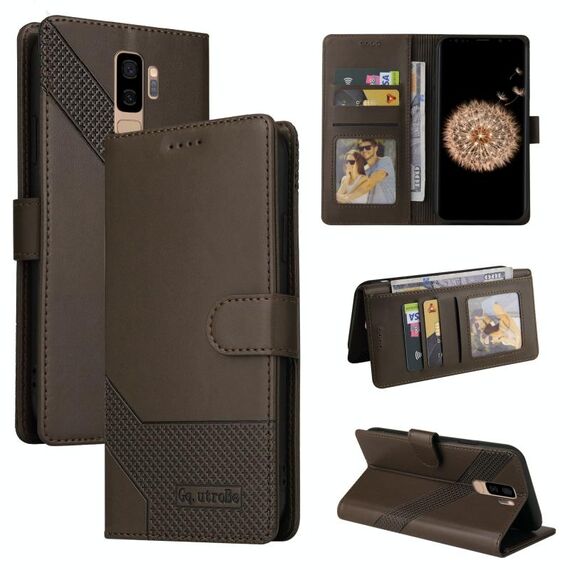 Per Samsung Galaxy S9 + GQUTROBE Custodia per telefono in pelle magnetica con sensazione di pelle (marrone)