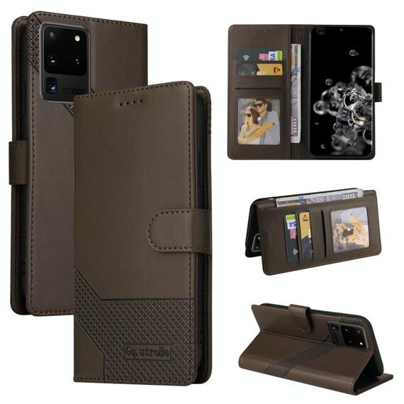 Per Samsung Galaxy S20 Ultra GQUTROBE Custodia in pelle magnetica per telefono (marrone)