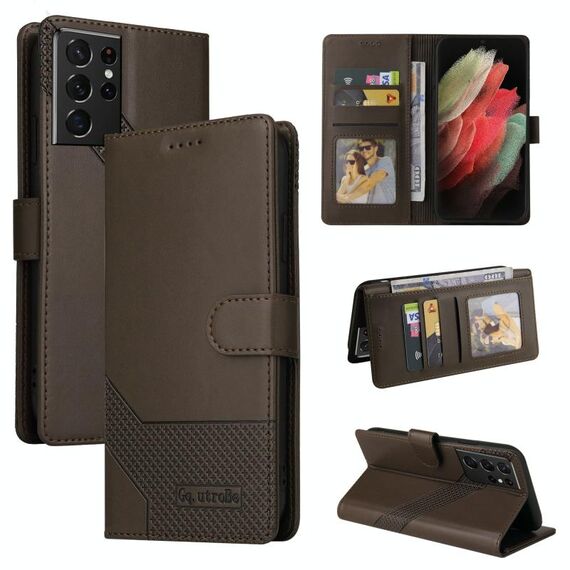 Per Samsung Galaxy S21 Ultra 5G GQ UTROBE Custodia in pelle magnetica per telefono (marrone)