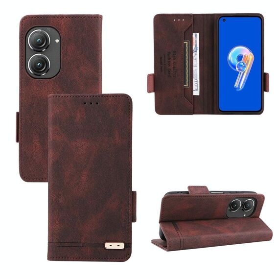 Per Asus Zenfone 9 Custodia per cellulare in pelle con chiusura magnetica (marrone)