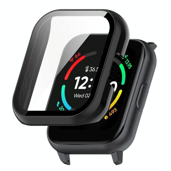 Per Realme TechLife Watch S100 / SZ100 Custodia protettiva per orologio completamente chiusa con pellicola rinforzata per PC universale (nero)
