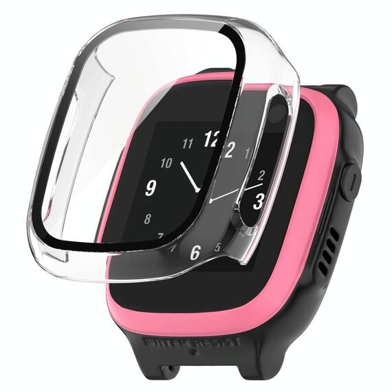 Per Xplora X5 Play Children Watch PC + custodia protettiva integrata in vetro temperato (bianco trasparente)