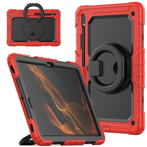 Per Samsung Galaxy Tab S8 + / S7 + Supporto per bracciale in silicone + Custodia per tablet PC (rosso)
