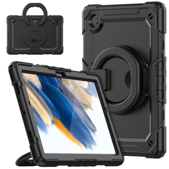 Per Samsung Galaxy Galaxy Tab A8 Supporto per bracciale in silicone + custodia per tablet PC (nero)