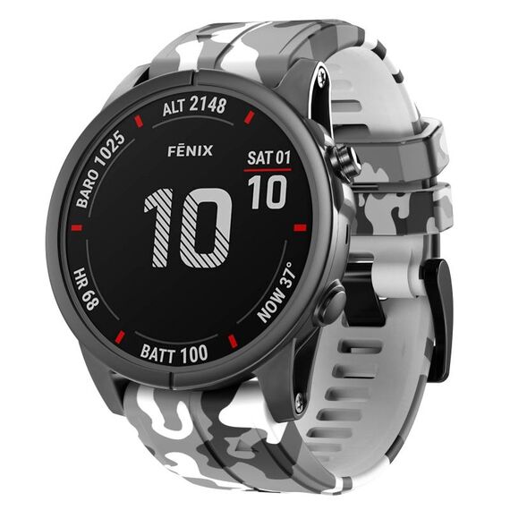 Per cinturino in silicone mimetico Garmin Fenix 7 (bianco)
