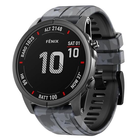 Per cinturino in silicone mimetico Garmin Fenix 7 (grigio)