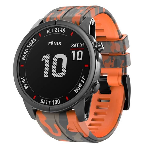 Per cinturino in silicone mimetico Garmin Fenix 7X (arancione)